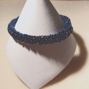 Black Bracelet handmade with glass beads